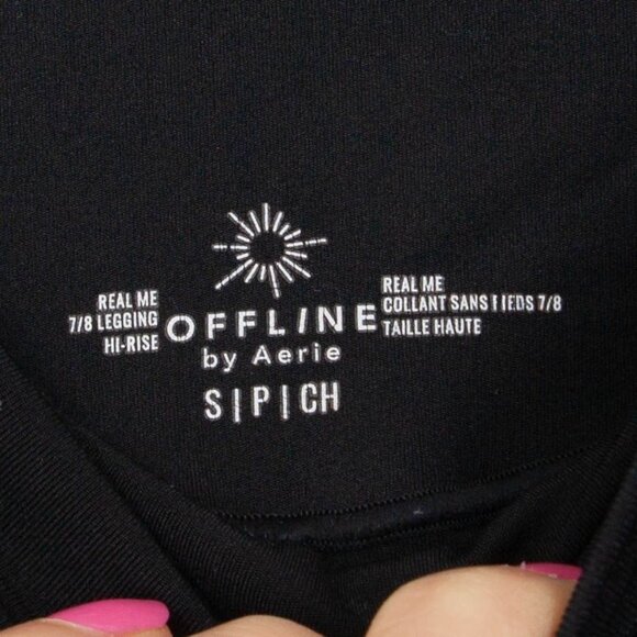 Aerie Womens Offline Real Me High Waisted 7/8 Leggings Size S Black Athleisure - Picture 3 of 6